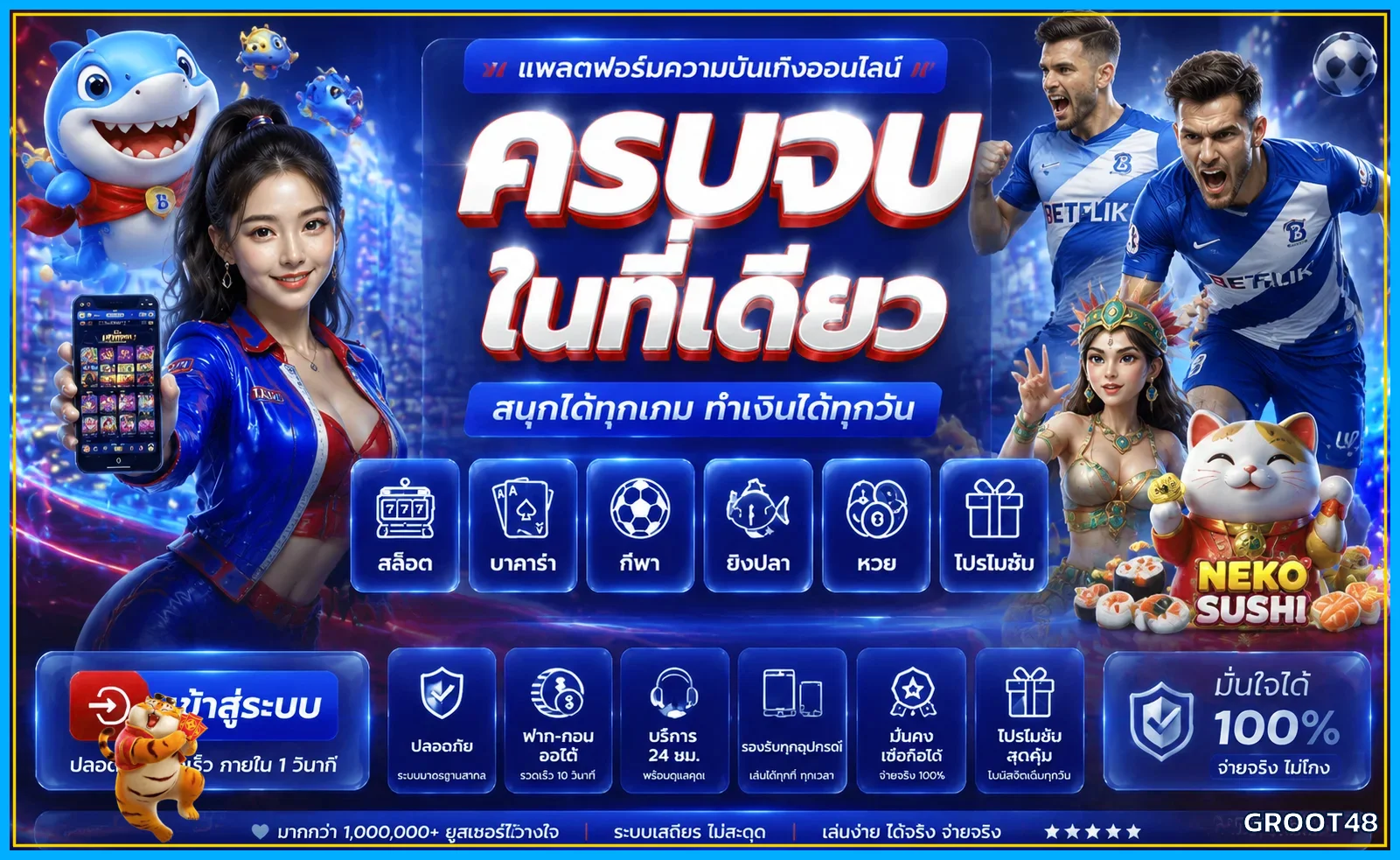 แบนเนอร์ทางเข้าเล่นปลอดภัยของ GROOT48